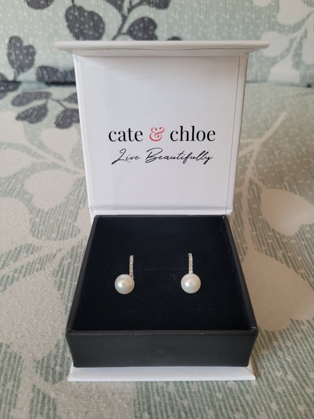 Cate & Chloe Faux Pearl Earrings with Swarovski Crystals